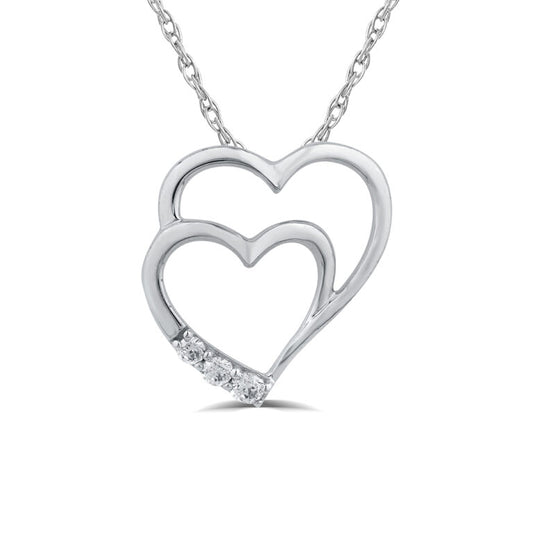 Lab Grown Diamond Accent Double Heart Necklace