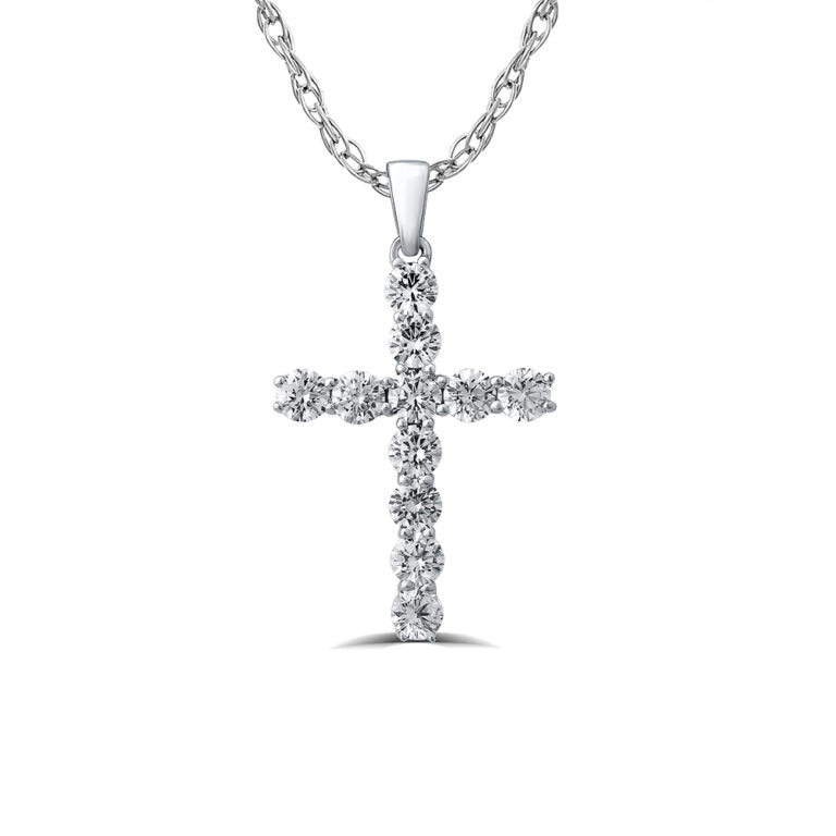 Luxe White Gold Lab Grown Diamond Cross Necklace