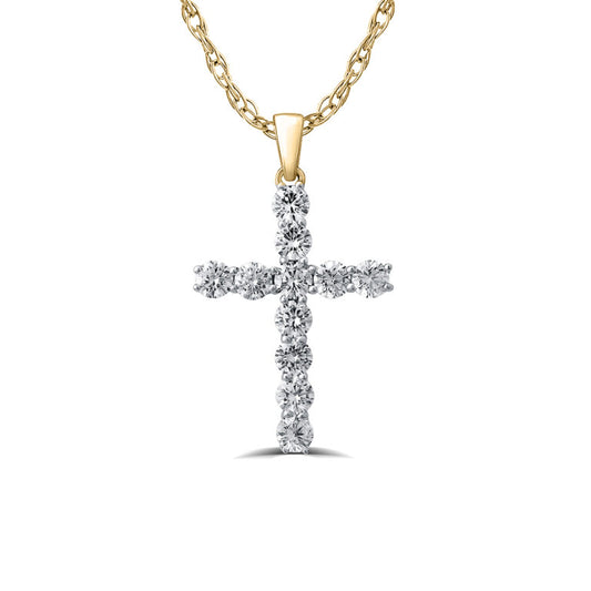 Luxe Yellow Gold Lab Grown Diamond Cross Necklace