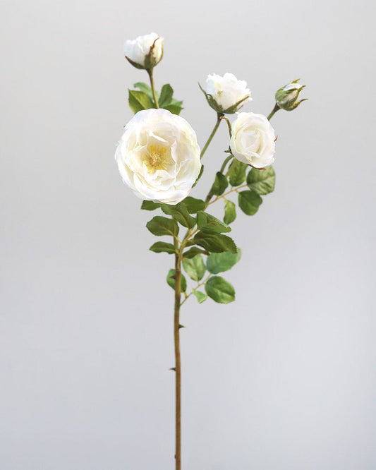 White Artificial Rose Spray 23"