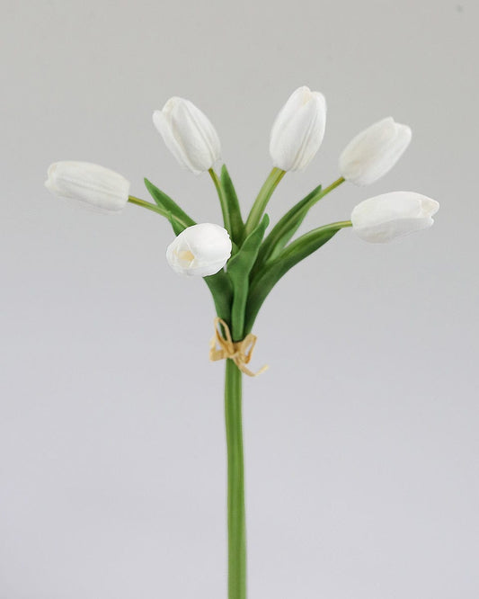 Real Touch White Tulip Bundle 15"