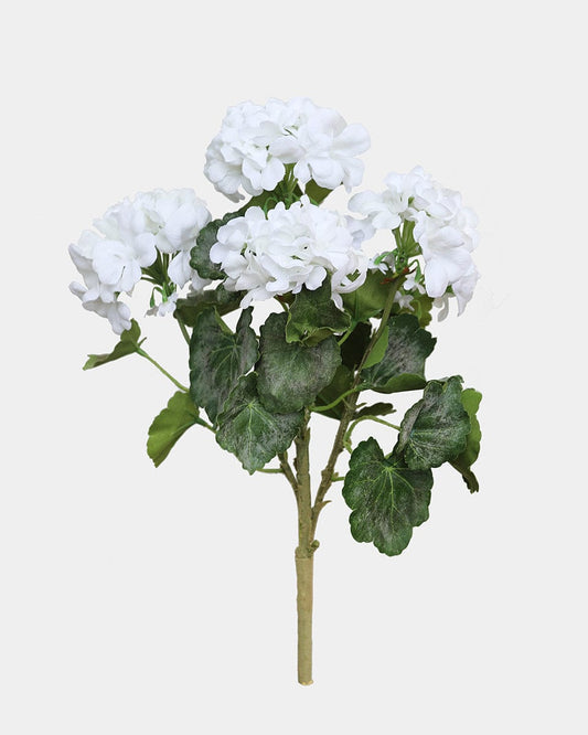 White Artificial Geranium Bush 15"
