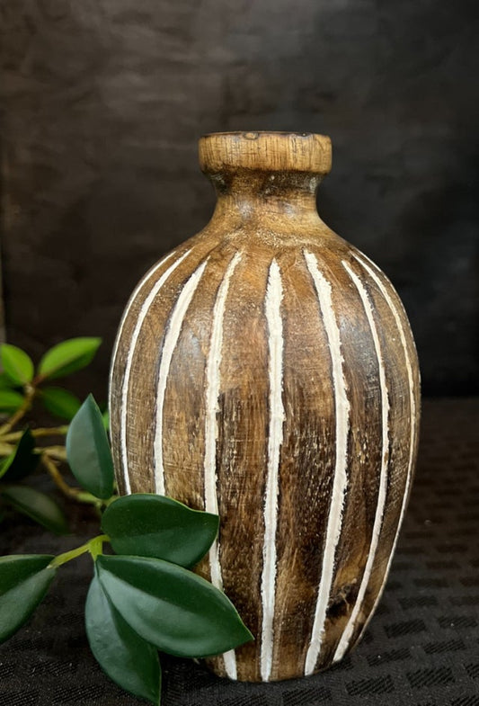 Wood Striped Vase