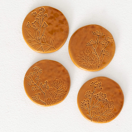 Embossed Foliage Coaster Set 4