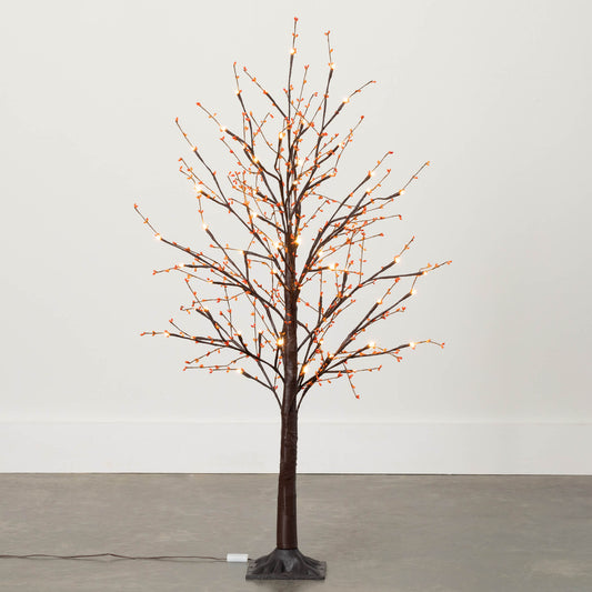 4' Orange Berry Led Tree