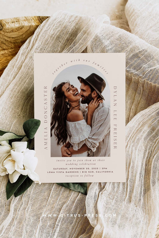 Boho Arch Wedding Invitation | Printable Template
