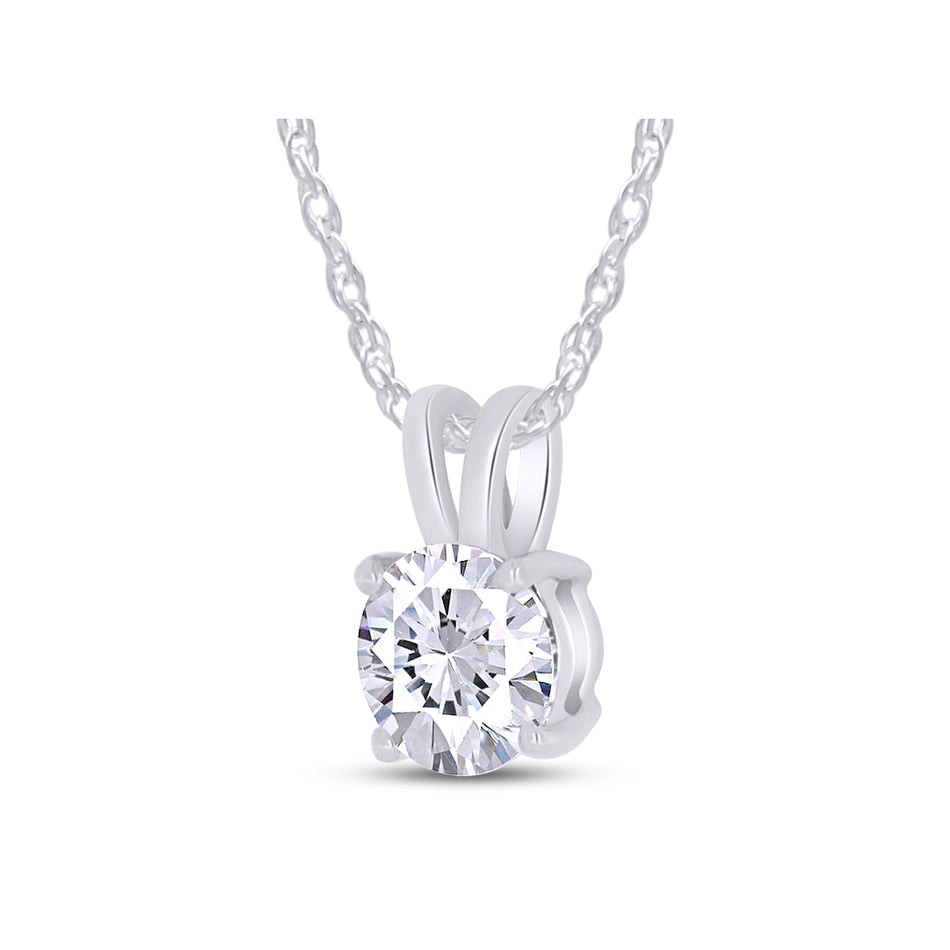 .80 CTW Certified Genuine Moissanite Solitaire Pendant Necklace - Choice of 14k White or Yellow Gold