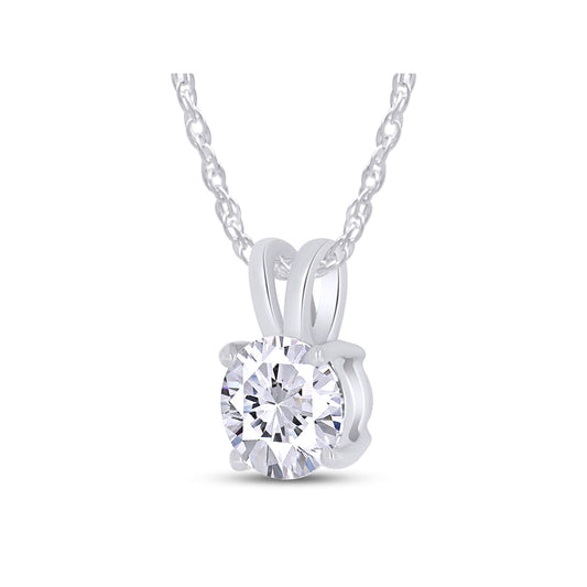 .80 CTW Certified Genuine Moissanite Solitaire Pendant Necklace - Choice of 14k White or Yellow Gold
