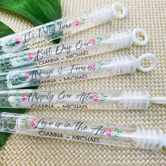 Pink Peony Wedding Bubble Labels