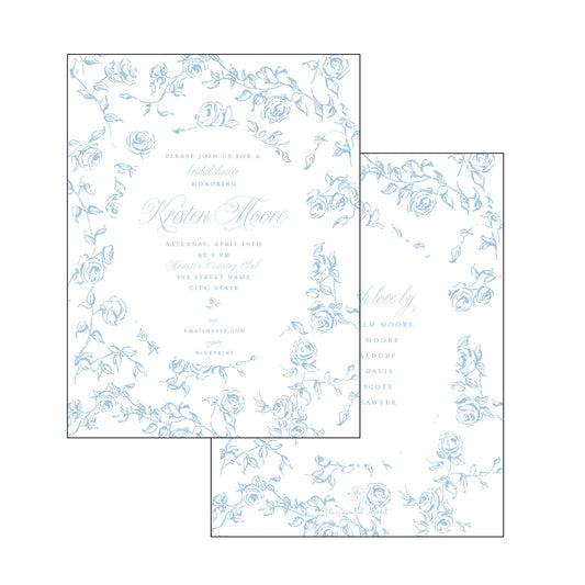 Blue And White Floral Bridal Shower | Invitation