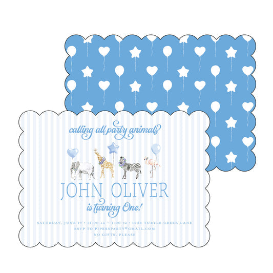 Party Animals Blue | Invitation
