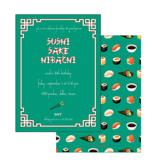 Sushi, Sake, Hibachi Green | Invitation