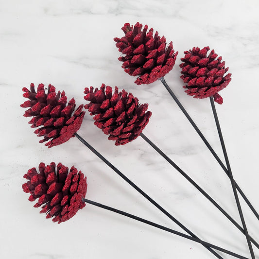 Pinecone Picks | Red Glitter