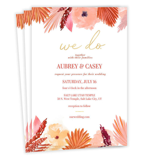 We Do Pink Florals Wedding Invitation