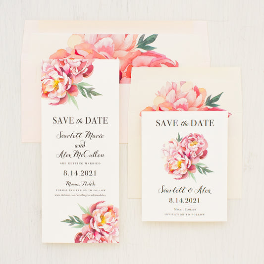 Pink Peonies Save The Dates