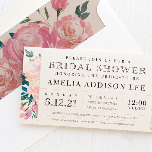 Pink Watercolor Bridal Shower Invitations