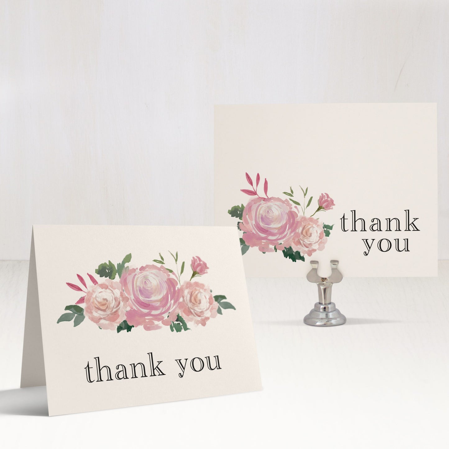 Pink Watercolor Bridal Shower Thank You Cards