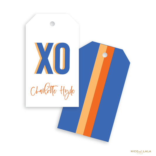 Prep Stripe Gift Tags, Cornflower And Orange