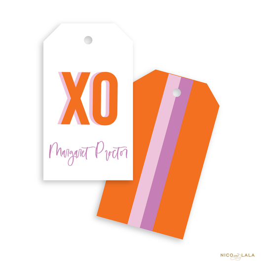 Prep Stripe Gift Tags, Orange And Lavender