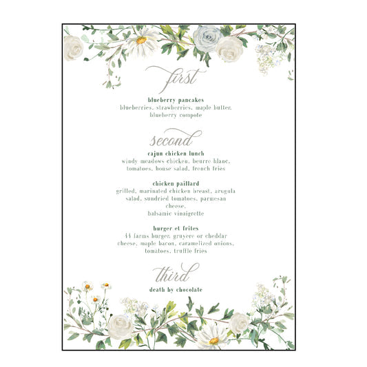 Green & White | Menus