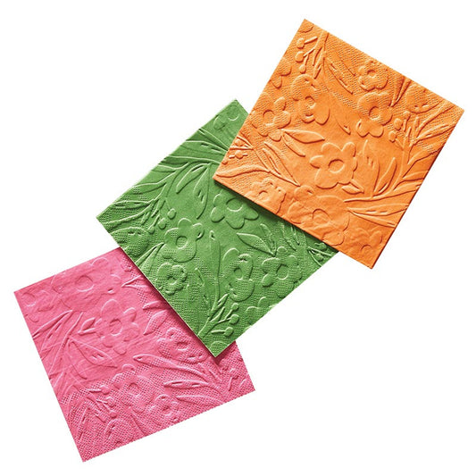 Embossed Cocktail Napkins - Flowers