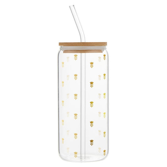 Glass Cold Brew Tumbler - Flowers