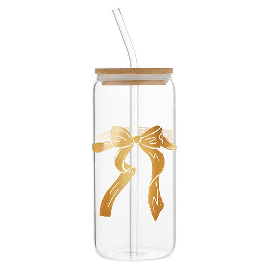 Glass Cold Brew Tumbler - Gold Bow