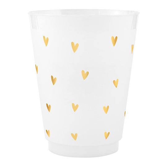 Gold Foil Frost Cups - Gold Hearts - Set of 8