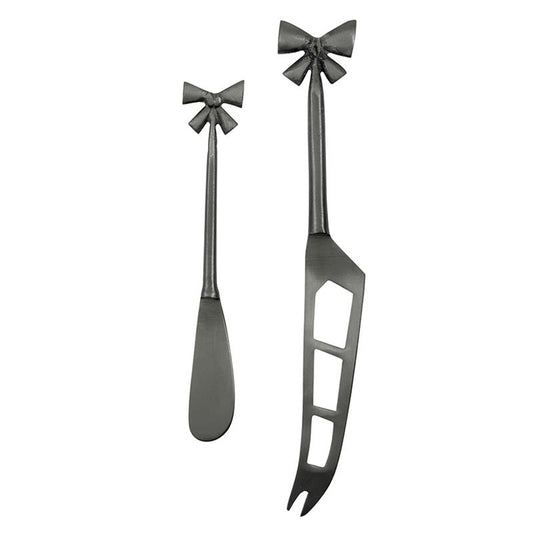 Gun Metal Bow Charcuterie Essentials Cheese Knives - Set of 2