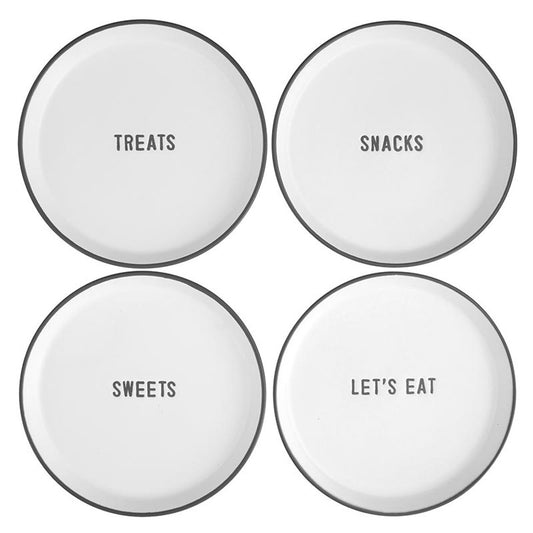 Face to Face Dessert Plates - Let's Eat - Set of 4