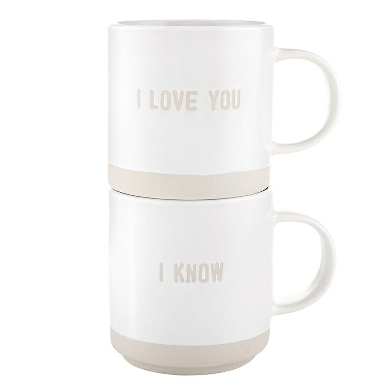 Face to Face Stackable Mugs - I Love You/I Know - Set of 2