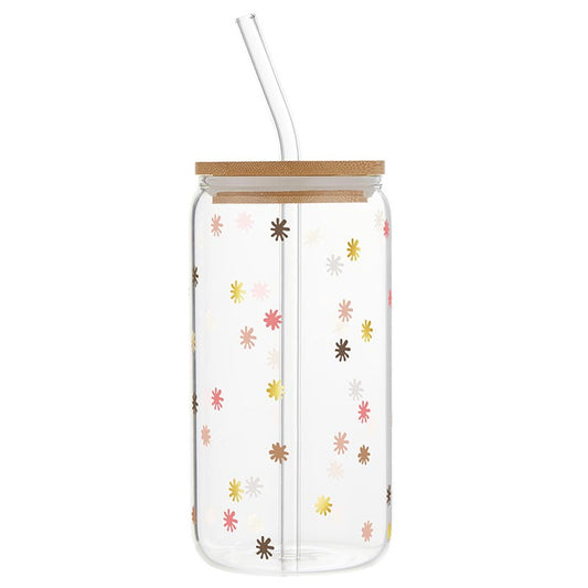 16oz Glass Tumbler - Blush Stars