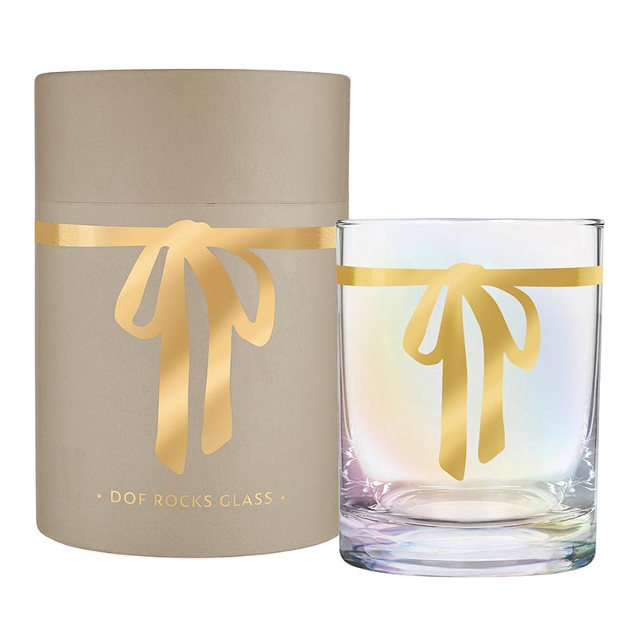DOF Rocks Glass - Gold Bow