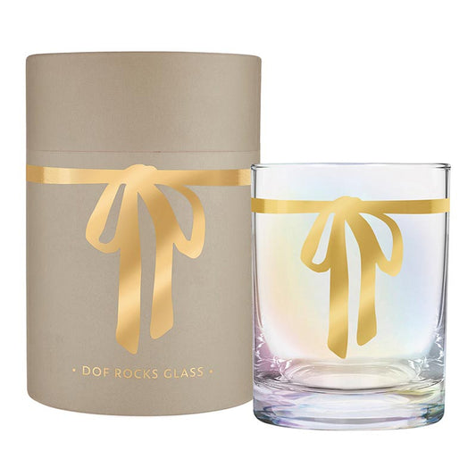 DOF Rocks Glass - Gold Bow