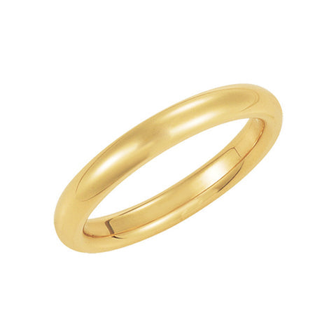 3mm Domed Comfort Fit Wedding Band in 10k Yellow Gold