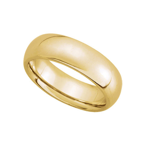 Domed Comfort Fit Wedding Band in 14k Yellow Gold