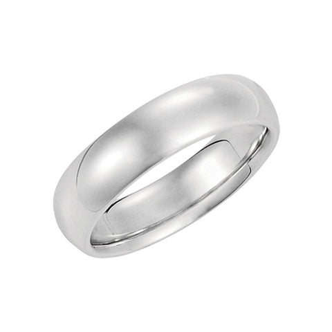 Domed Comfort Fit Wedding Band in 14k White Gold