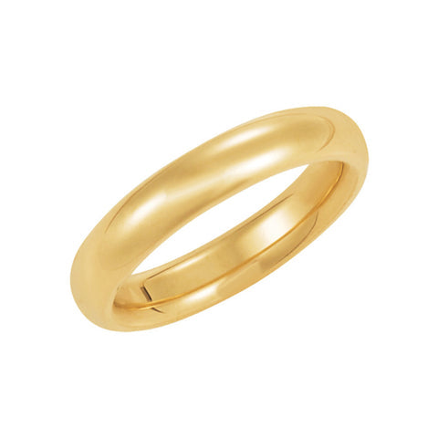 Heavy Polished Domed Comfort Fit 14k Yellow Gold Band