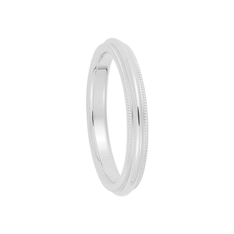 3mm Milgrain Edge Comfort Fit Domed Band in 14k White Gold