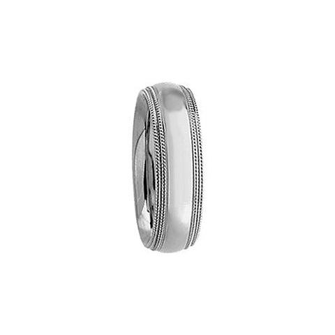 Double Milgrain Comfort Fit Domed Band in 14k White Gold
