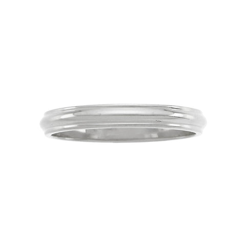 3mm Half Round Ridged Edge Band in 14k White Gold