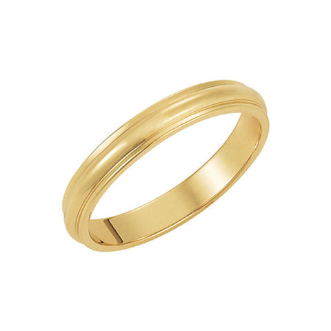 3mm Half Round Ridged Edge Band in 14k Yellow Gold