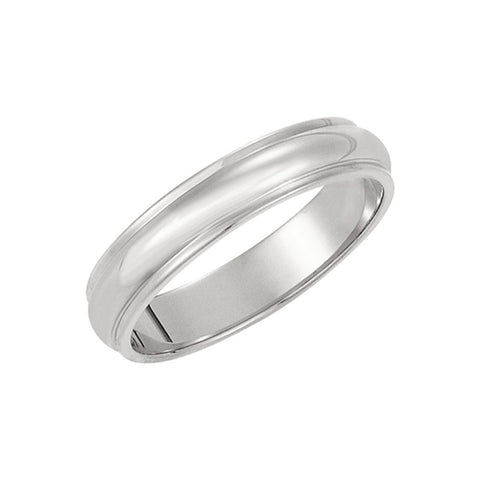 Half Round Ridged Edge Band in 14k White Gold