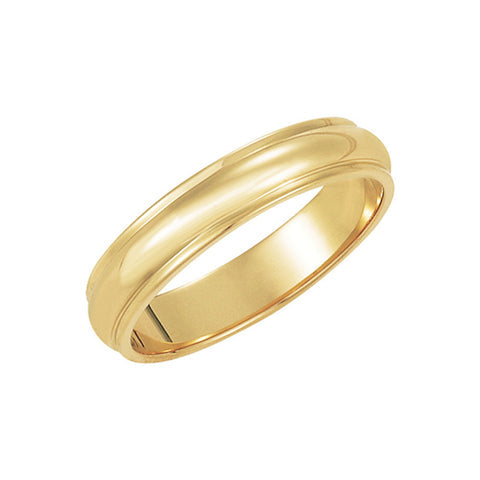 Half Round Ridged Edge Band in 14k Yellow Gold