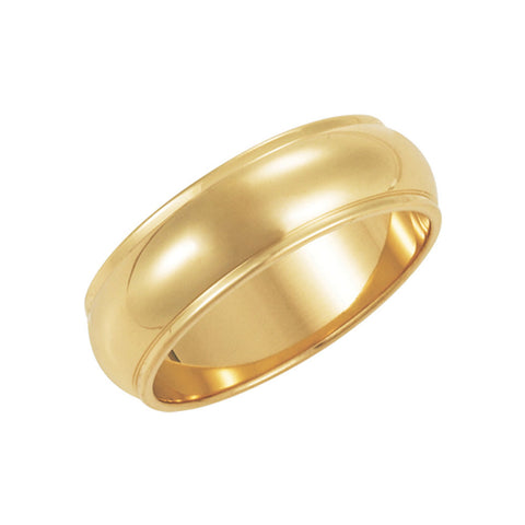 Half Round Ridged Edge Band in 10k Yellow Gold