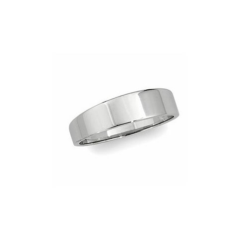 Flat Tapered Wedding Band in 14k White Gold
