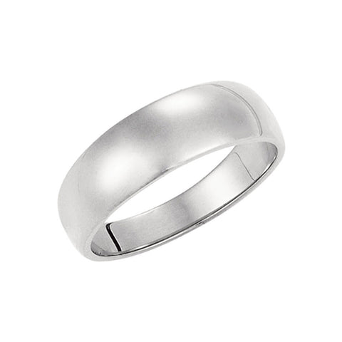 Half Round Tapered Wedding Band in 14k White Gold