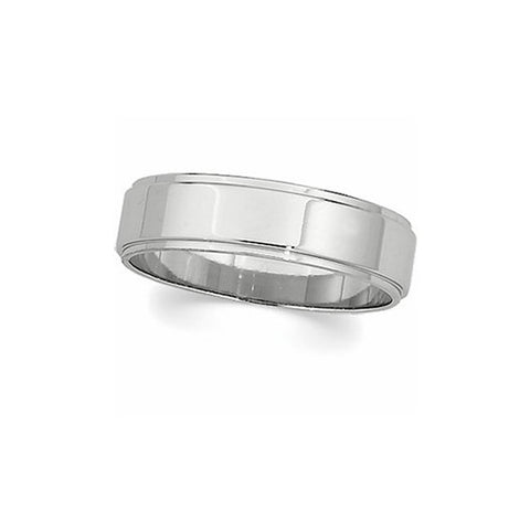 3mm Flat Ridged Edge Wedding Band in 14k White Gold