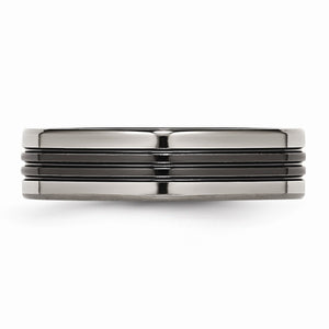 Grooved and Polished Flat Band in Two-Tone Titanium