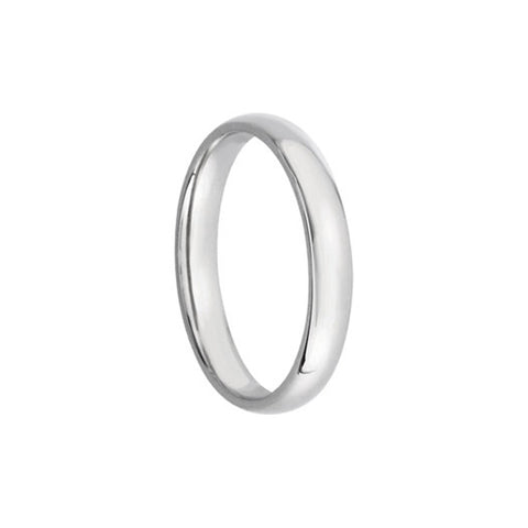 3mm Light Domed Comfort Fit Wedding Band in 14k White Gold